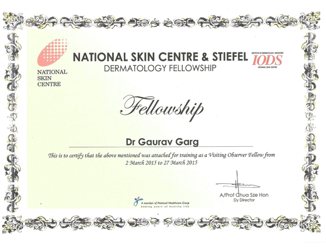 Dermatologist  Certificate Dr Gaurav Garg